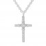 Leo Diamond Cross Necklace 1 ct tw 14K White Gold