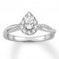 Previously Owned Pear-Shaped Diamond Engagement Ring 1/2 ct tw 14K White Gold