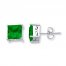 Classic Stud Earrings Lab-Created Emeralds Sterling Silver
