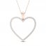 Diamond Heart Necklace 1/2 ct tw Round-cut 10K Rose Gold 18"
