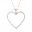 Diamond Heart Necklace 1/2 ct tw Round-cut 10K Rose Gold 18"