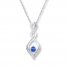 Lab-Created Sapphire Diamond Accents 10K White Gold Necklace