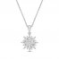 Sparks of Love Diamond Necklace 1/2 ct tw Round/Baguette 10K White Gold 18"