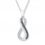 Black/White Diamond Infinity Necklace 1/6 ct tw Sterling Silver