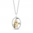 Disney Treasures Pluto Diamond Necklace 1/8 ct tw Round-Cut Sterling Silver/10K Yellow Gold 17"
