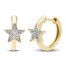 Diamond Star Hoop Earrings 1/10 ct tw Round-cut 10K Yellow Gold