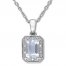 Aquamarine Necklace with Diamonds Sterling Silver