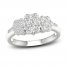 Diamond Triple Flower Ring 1 ct tw Round-cut 10K White Gold