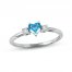 Swiss Blue Topaz & Diamond Heart Ring 1/10 ct tw 10K White Gold