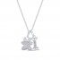 Diamond Dog Paw/Bone Necklace 1/5 ct tw Round/Baguette Sterling Silver 18"
