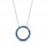 Blue Sapphire Circle Necklace Sterling Silver 18"