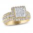 Multi-Diamond Engagement Ring 3 ct tw Princess/Round 14K Yellow Gold