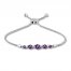 Amethyst Bolo Bracelet Sterling Silver