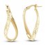 Diamond-cut Oval Twist Hoop Earrings 10K Yellow Gold