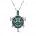 Lab-Created Emerald Turtle Necklace Sterling Silver 18"