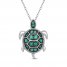 Lab-Created Emerald Turtle Necklace Sterling Silver 18"