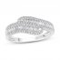 Diamond Ring 1/2 ct tw Round/Baguette-Cut 10K White Gold