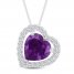 Amethyst Heart Necklace White Topaz Sterling Silver