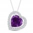 Amethyst Heart Necklace White Topaz Sterling Silver