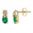 Lab-Created Emerald Earrings Diamond Accents 10K Yellow Gold