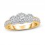 Three-Stone Diamond Engagement Ring 1 ct tw Round-cut 18K Yellow Gold