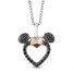 Disney Treasures Minnie Mouse Heart Necklace 1/5 ct tw Diamonds 10K Rose Gold Sterling Silver