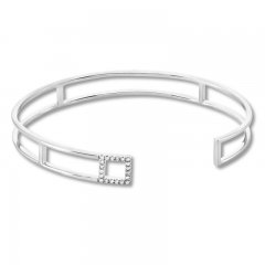 Geometric Bangle Bracelet 1/5 ct tw Diamonds Sterling Silver