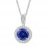 Blue & White Lab-Created Sapphire Necklace Sterling Silver
