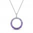 Vibrant Shades Amethyst, Tanzanite, White Lab-Created Sapphire Circle Necklace Sterling Silver 18"