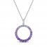 Vibrant Shades Amethyst, Tanzanite, White Lab-Created Sapphire Circle Necklace Sterling Silver 18"