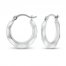 Stamped Fashion Hoop Earrings 14K White Gold