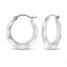 Stamped Fashion Hoop Earrings 14K White Gold
