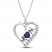 Amethyst & White Lab-Created Sapphire 'Mom' Heart Necklace Sterling Silver 18"