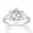 Om Lotus Symbol 1/20 ct tw Diamonds Sterling Silver/10K Gold