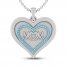 Blue Topaz MOM Heart Necklace Sterling Silver 18"