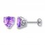 Amethyst Heart Earrings Sterling Silver