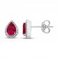 Lab-Created Ruby Earrings Lab-Created Sapphires 10K White Gold