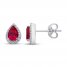 Lab-Created Ruby Earrings Lab-Created Sapphires 10K White Gold