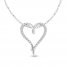 Diamond Accent Heart Necklace Round-cut Sterling Silver 18"