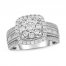 Diamond Engagement Ring 1 ct tw Round/Baguette 10K White Gold
