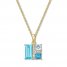 Blue Topaz & Diamond Necklace 10K Yellow Gold