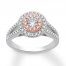 Pink/White Certified Diamond Engagement Ring 3/4 ct tw 14K Gold