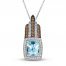 Le Vian Chocolatier Aquamarine Necklace 1/2 ct tw Diamonds 14K Vanilla Gold 18"