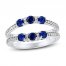 Blue Sapphire & Diamond Enhancer Band 1/8 ct tw Round-Cut 14K White Gold