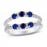 Blue Sapphire & Diamond Enhancer Band 1/8 ct tw Round-Cut 14K White Gold