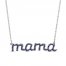 Blue Lab-Created Sapphire Mama Necklace Sterling Silver 18"