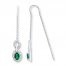 Threader Earrings Lab-created Emeralds Sterling Silver