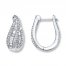 Hoop Earrings 3/4 ct tw Diamonds 14K White Gold