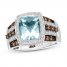 Le Vian Chocolatier Aquamarine Ring 5/8 ct tw Diamonds 14K Vanilla Gold