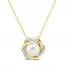 Cultured Pearl & White Lab-Created Sapphire Knot Necklace 10K Yellow Gold 18"